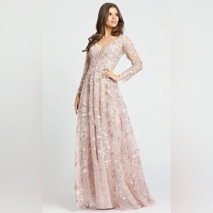 Mac Duggal 70224 Blush Long Sleeve Lace Illusion Gown